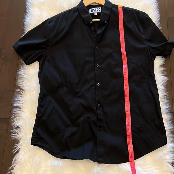 Express 1MX Mens Fitted Short Sleeved Dress Shirt Black Size Large 16/16.5 - Picture 4 of 4